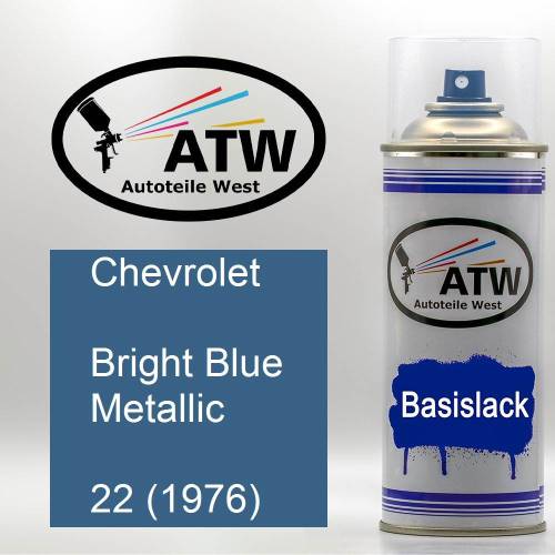 Chevrolet, Bright Blue Metallic, 22 (1976): 400ml Sprühdose, von ATW Autoteile West.